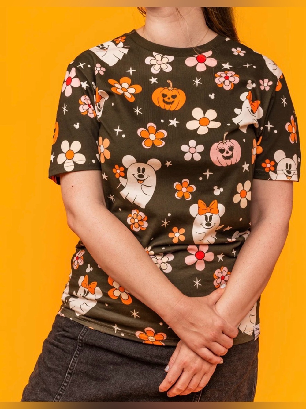 Loungefly Disney Mickey & Minnie Floral Ghost All-Over Print Unisex Tee.